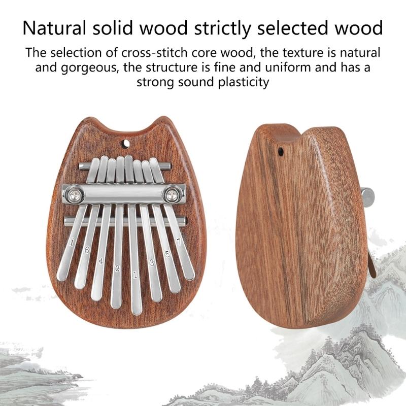Portable 8 Keys Mini Kalimba Piano with Lanyard Wood Finger Piano Thumb Piano Musical Instrument Gift for Kids and Adult