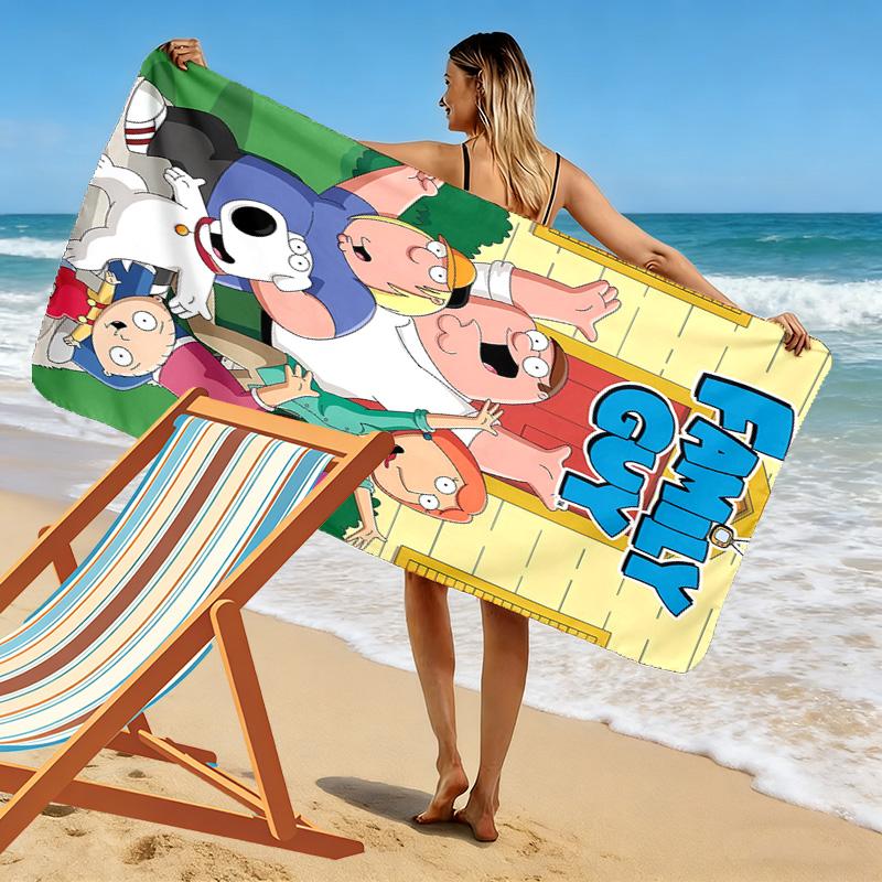Family Guy Print Beach Towel, Large Soft Quick Dry Towel for Beach Camping Swimming
