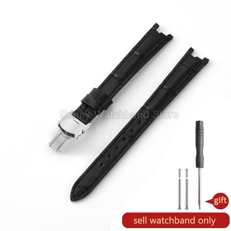 Concave Interface Design Women's Genuine Leather Watch Accessories 12mm for Tissot 1853 Flamingo T094210 Series Watch Strap