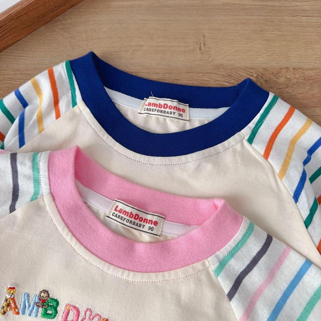 Kids' Raglan Stripe Long-Sleeve Cartoon T-Shirt - Boys' Round Neck Base Layer 2026