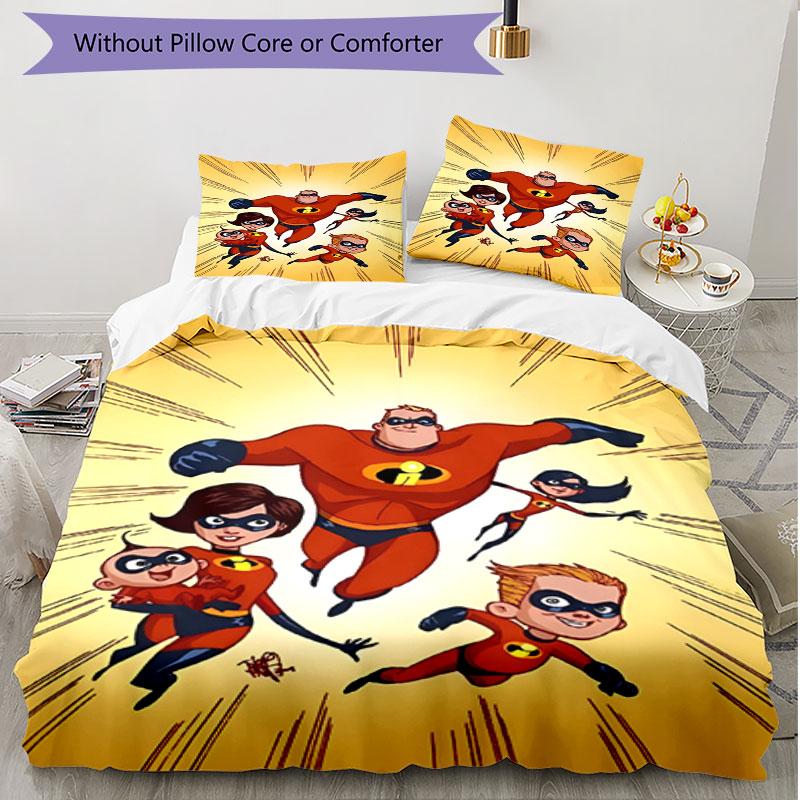 3pcs Duvet Cover Set (1*Duvet Cover + 2*Pillowcase, Without Core), Incredibles Print Soft All‑Season Bedding Set, Home Bedroom Decor Gift