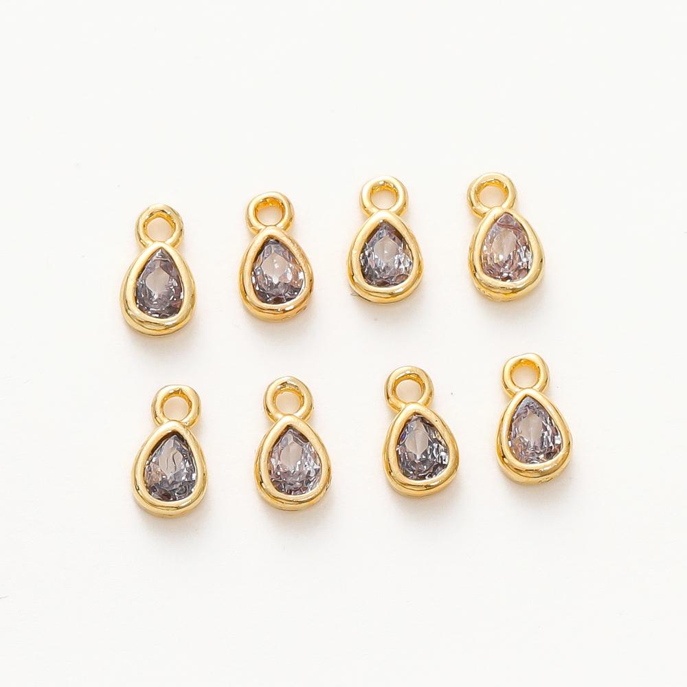 5/10 Stück/Los Wassertropfenform Anhänger Großhandel 18 Karat Vergoldet Zirkonia Charms Anhänger Für DIY Halskette Schmuckherstellung