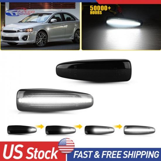 

Sequential White LED Front Side Fender Light Fit Mitsubishi Lancer EVO Outlander