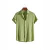 Man cotton shirt men's fashion trend solid color shirt dark compartment short sleeve men's shirt men's