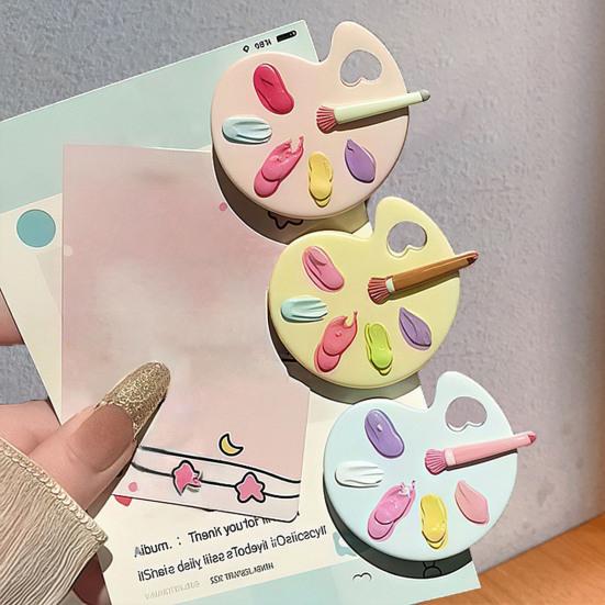 3Pcs Girl Hairpin Macaron Colors Palette Shape Resin Hair Clip Stable