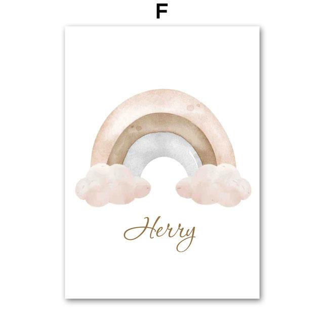 Cute Elephant Hot Balloon Moon Rainbow Cloud Nursery Wall Art Canvas Painting Posters And Prints Pictures Baby Kids Room Decor