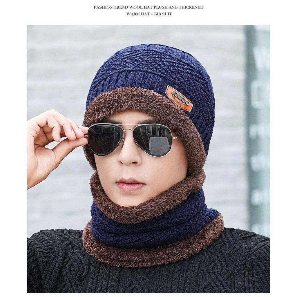 Warm Hat, Knitted Hat, Plush Hat, Thick Hat, Outdoor Hat, Cycling Hat, Pullover Hat, Ear Protection Hat, Cold Neck Cover, Two-piece Set