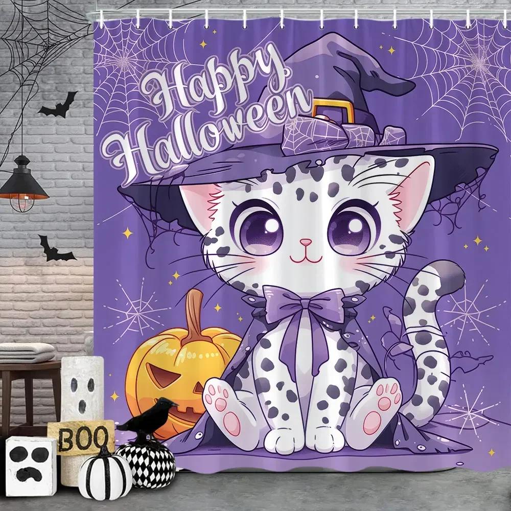 Halloween Gothic Skull Shower Funny Black Rose Bones Holiday Gift Polyester Bath Curtain Bathroom Decor with XT6