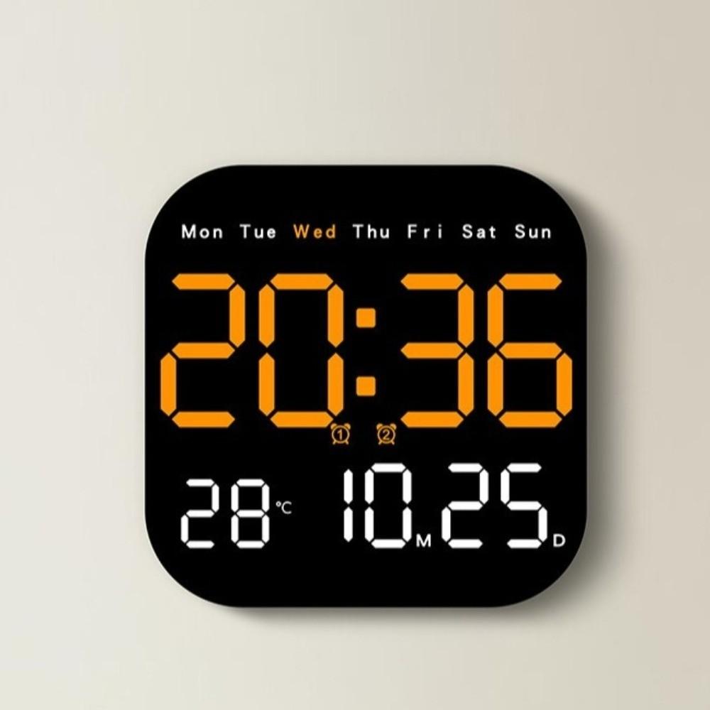Large Display Digital Wall Clock Temperature Display Date Display Electronic Table Clock 12/24H Format Brightness Adjustment