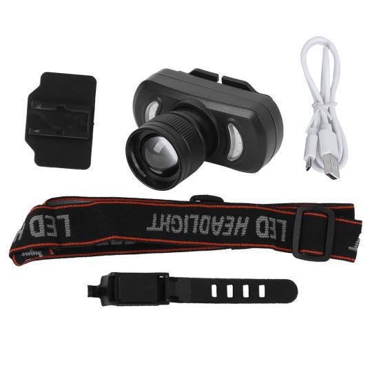 

Черный уличный USB-зарядный передний фонарь для велосипеда, многофункциональный телескопический зум, велосипедная фара, аксессуар для велоспорта