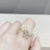 Cincin Pembukaan Opal Bunga, Boleh Laras, Untuk Wanita, Rekaan Daisy Kecil, Set 2 Keping