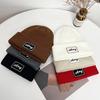 Big head circumference knitted wool hat men's winter outdoor cold and warm pullover hat simple letter bag head cold hat