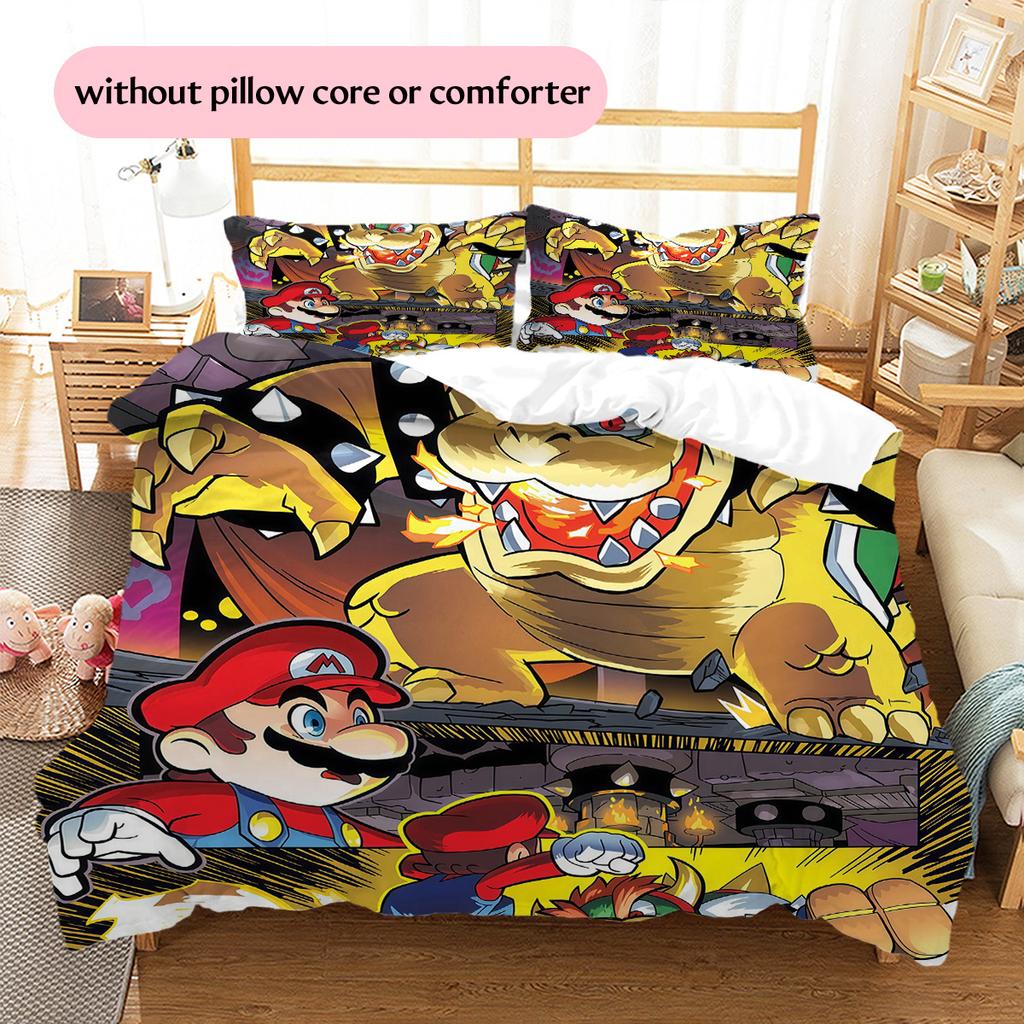 Super Mario Pattern Bedding Quilt Set Home Decoration Gift (1 * duvet cover + 2 * pillowcase without core)