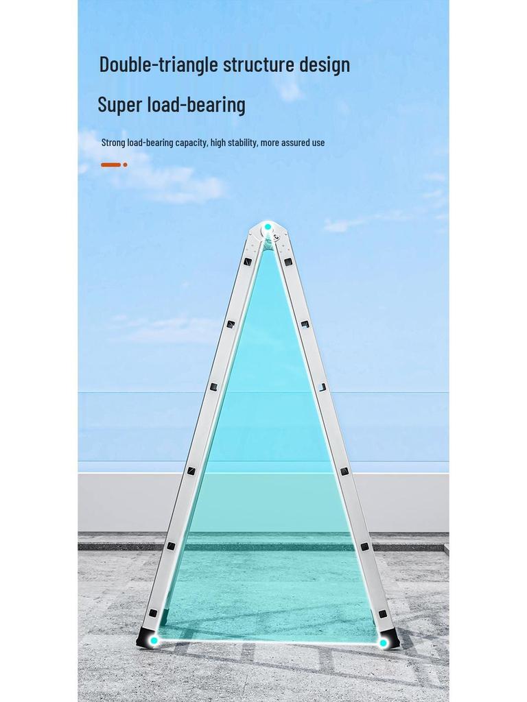 Galvanized Folding A-Frame Ladder: Double-Sided, Multifunctional, Thickened for Outdoor or Household Use