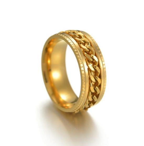 

Трендовое титановое кольцо-цепочка с вращающимся элементом для снятия стресса для мужчин и женщин - Прочное, не выцветающее, обязательный аксессуар Size 10