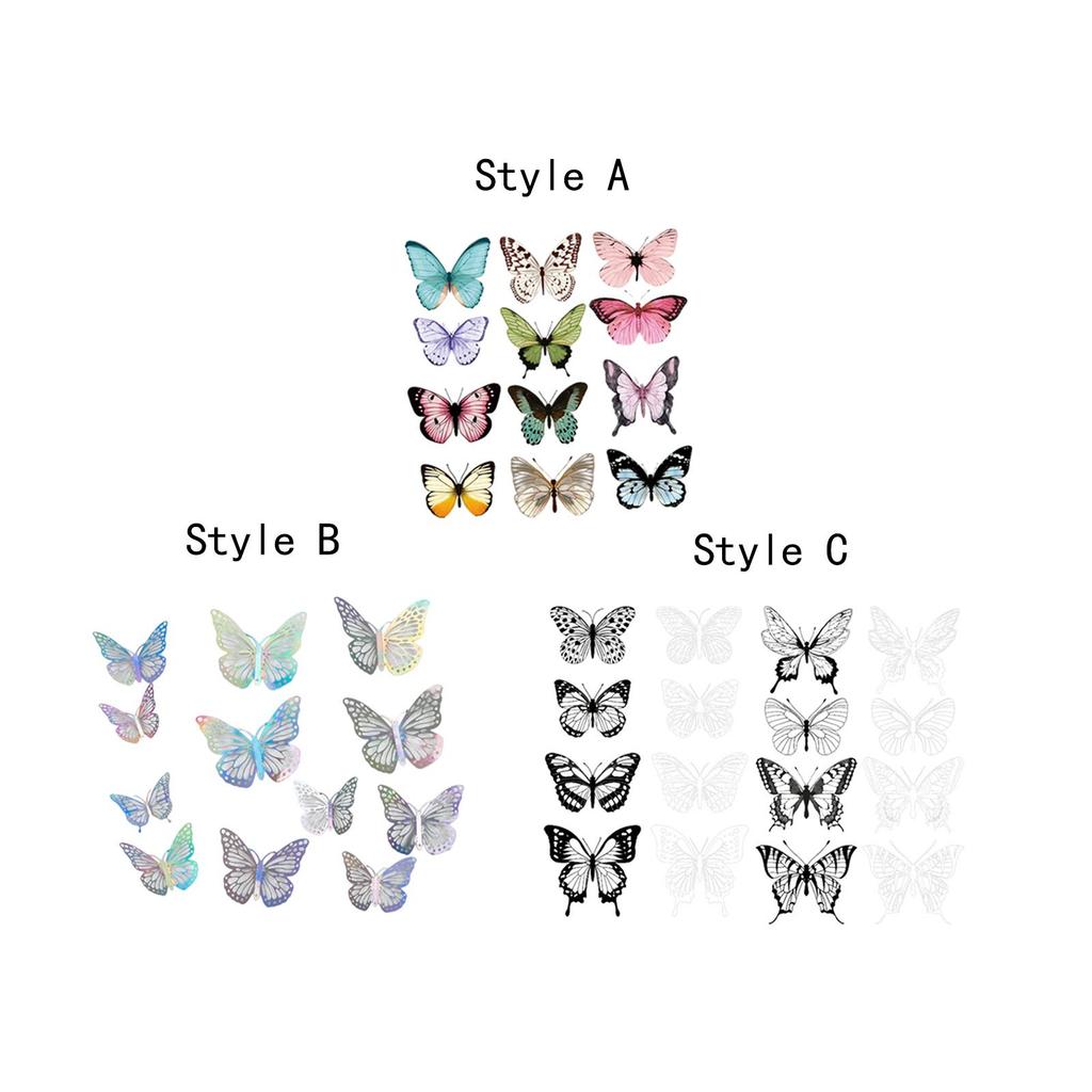 3D Butterfly Wall Stickers DIY Gift 3D Butterfly Wall Decor Wall Decals for Garden Flower Arrangements Wall Living Room Wedding