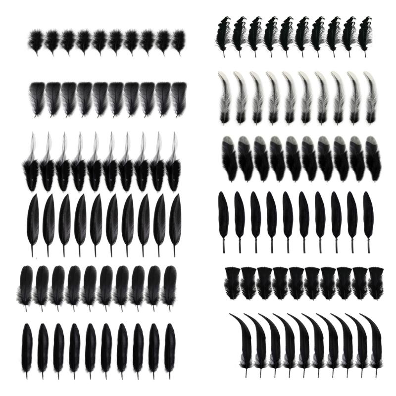 Pack Of 100 Natural Black Feather Natural Gooses Feather For Craft Wedding Decoration Hat Earrings Jewelery Making