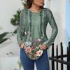 Shirts For Women Cute  Vintage Pattern Print T-Shirt Long Sleeve Tunic Tops Cotton Pullovers