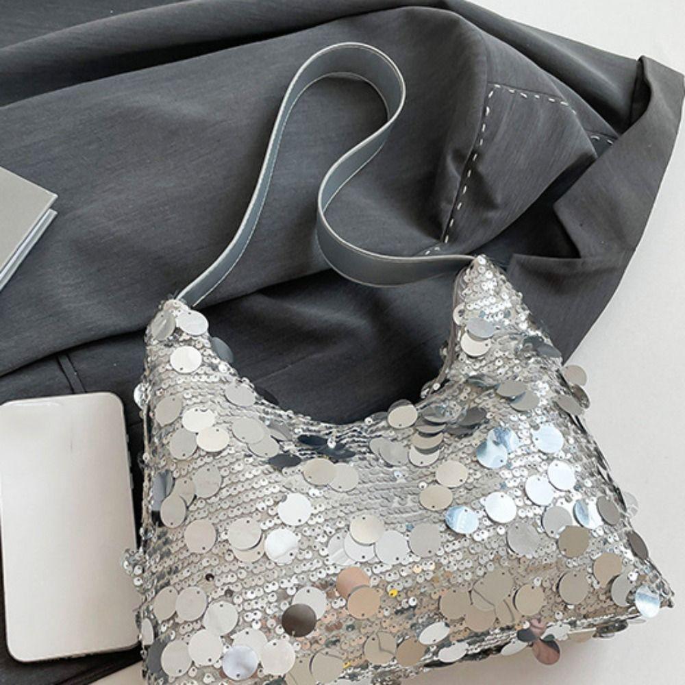 Tote Bag Sequin Shoulder Bag Square Bag Tassel Crossbody Bag French Evening Banquet Bag Women