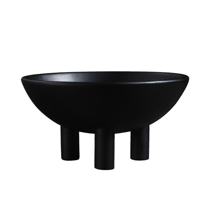 Ceramic Plate Tray Black and White Tall Fruit Bowl Flowerpot Desktop Storage Organization Decorative Figurines Home Decoration