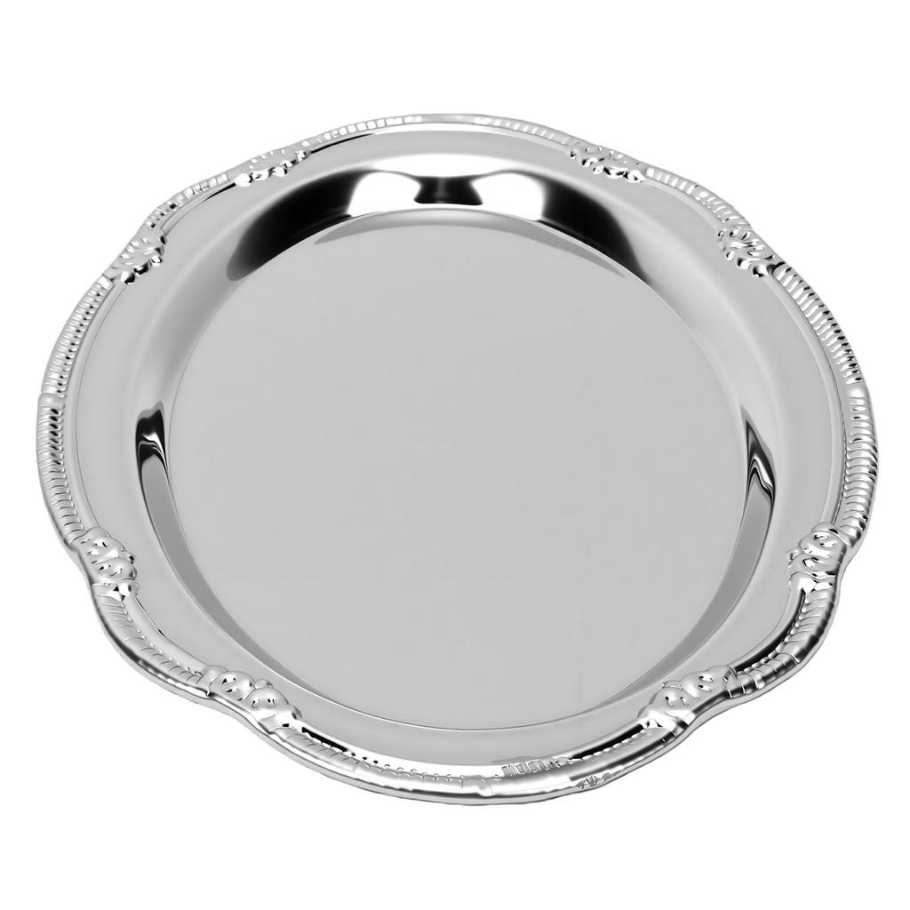 Silver Engraved Tray Vintage Dessert Plate Multi Purpose Serving Tray for Cake Fruit Jewelry Display