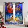 2 Panels Xmas Snow Father Christmas Claus Drape Panels Semi-Light Block Drape Ideal for Bedroom Living Room Window Kitchen Office Home Decoration