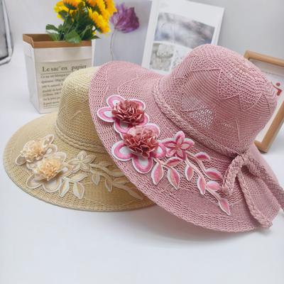 Summer New Women's Large Eaves Hat Flower Foldable Sunscreen Hat Versatile UV Resistant Sun Hat