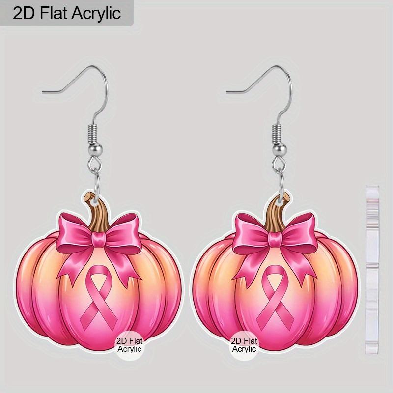 

2D Плоские Серьги для Информирования о Раке Молочной Железы Розовая Лента Акриловые Серьги Поддержка Выживших после Рака Молочной Железы Ювелирные Изделия Подарки для Женщин