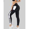 Contrast Geometric Print Pocket Yoga Leggings for Women, High Waist Compression Workout Gym Fitness Trousers