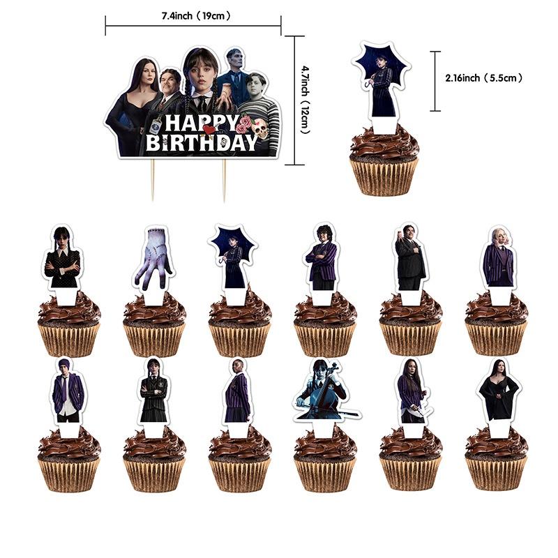 Баннер, воздушные шары, топпер для торта для вечеринки Уэнсдей Аддамс Toppers