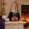 Festival Candy Pouches Halloween Trick or Treat Pumpkin Bucket, Reusable Velvet Bag, Durable Storage Bags Snack Tote Bag with Handle for Party Favors