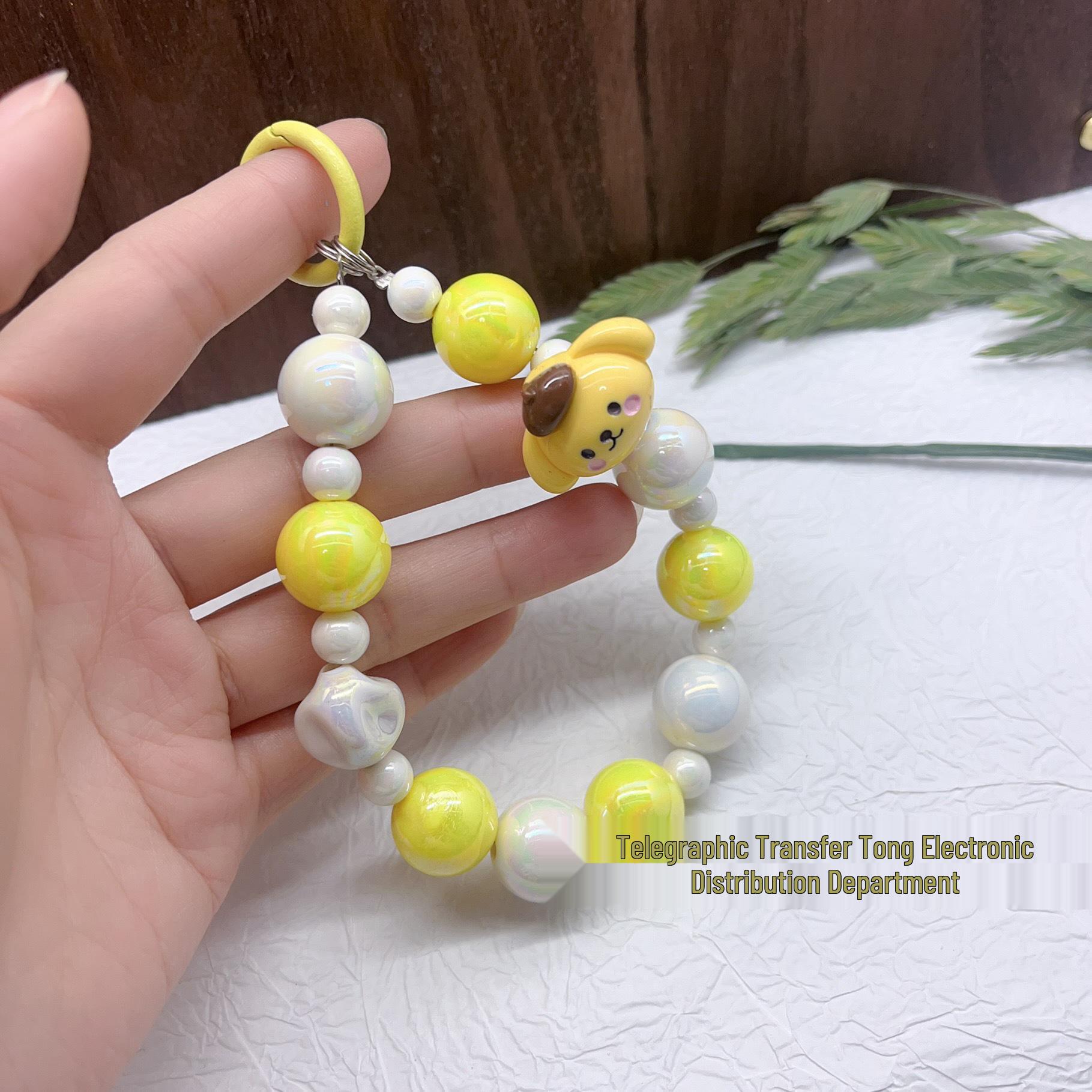 Doll Pendant Hand-Painted Beaded Phone & Bag Keychain Wristband