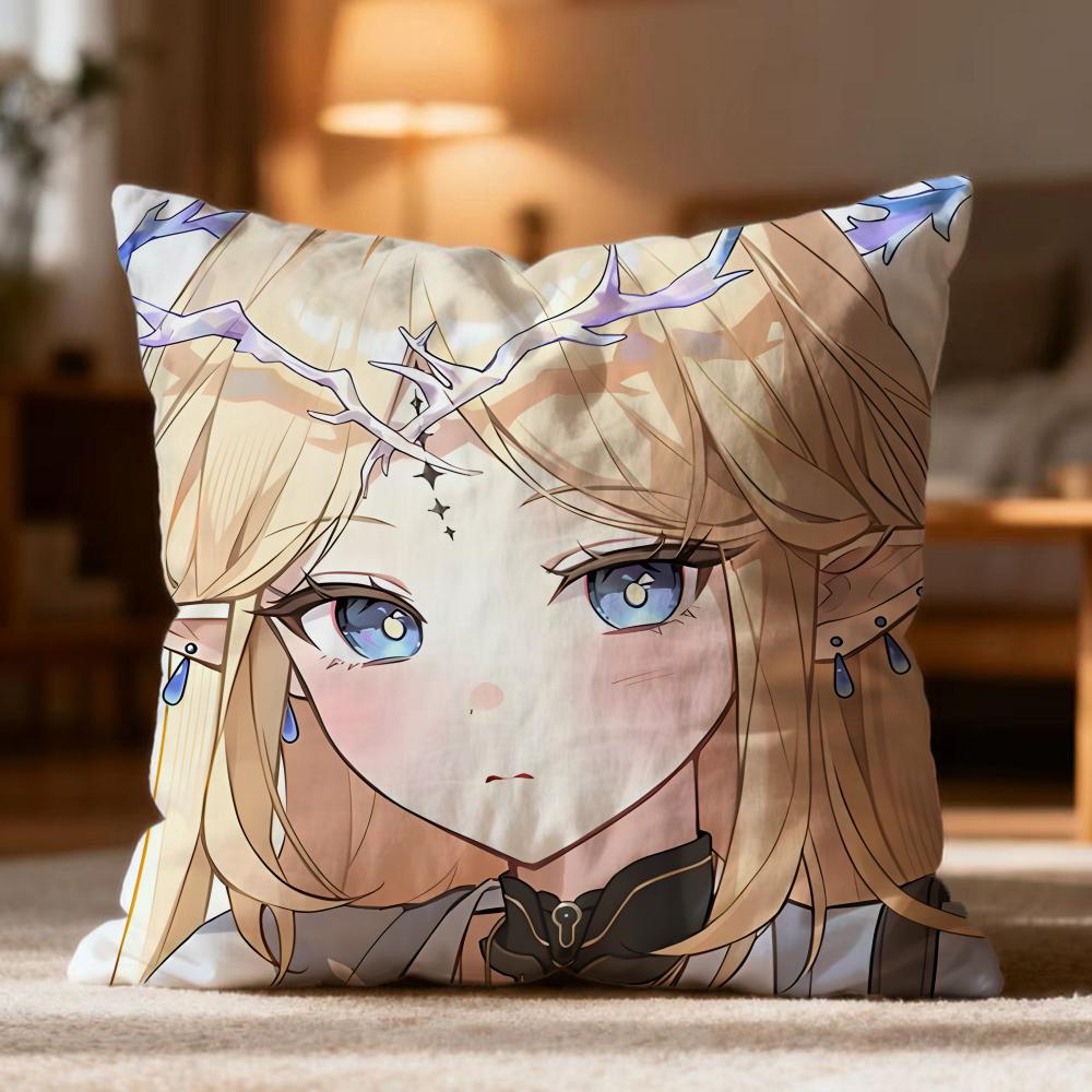 Hot CCartethyia Wuthering Waveser Cushion Cover Soft Washable Pillow Case Multi-Scene for Couch Bed Travel Office Use