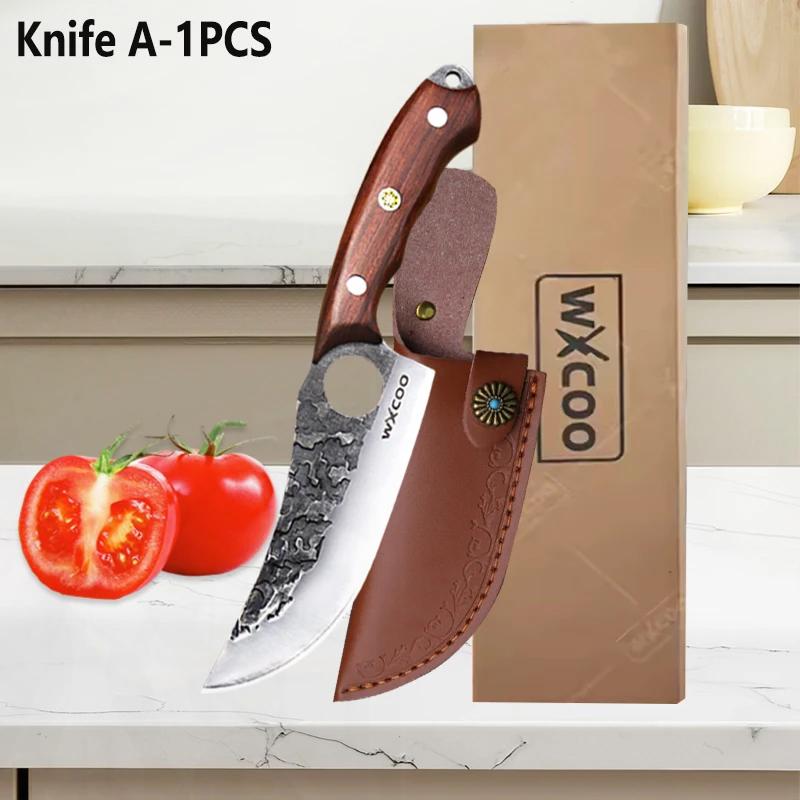 WXCOO Stainless Steel Kitchen Knife Household Fruit Utility Knife for Meat Cutting Boning Knife for BBQ Cooking Kitchen Supplies