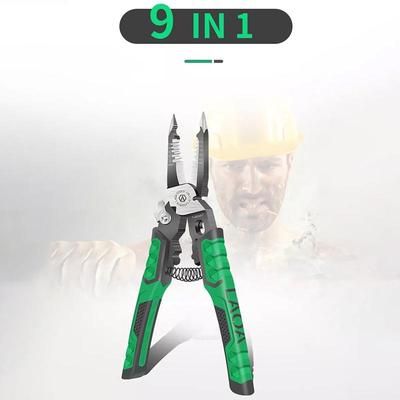 9 In 1 Electrician Pliers Multifunctional Needle Nose Pliers for Wire Stripping Cable Cutters Terminal Crimping Hand Tools