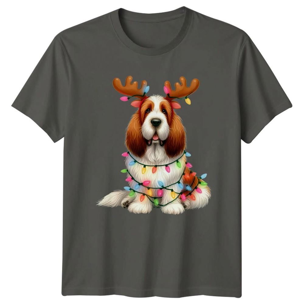 Christmas Dog Reindeer Antlers Lights Holidays Unisexs Unisexs Graphic Tee a S
