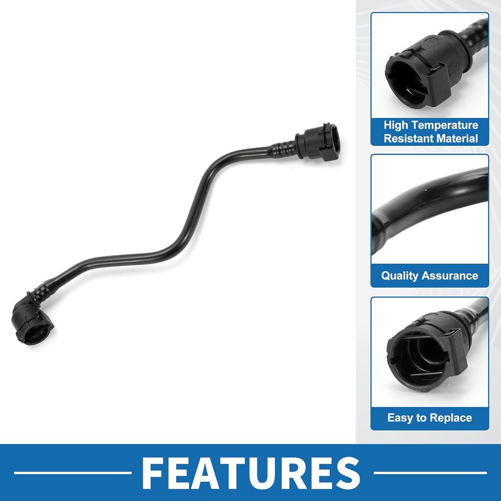 Radiator Hose No.17128632260 Engine Expansion Tank Overflow Pipe for BMW 530e 2018-2022 for BMW 530i 2017-2019 Plastic Black