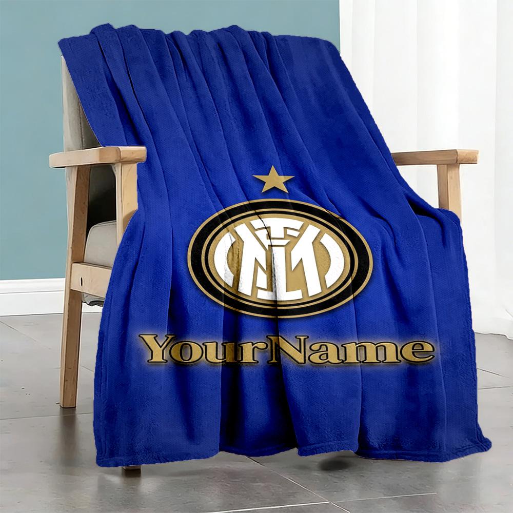 Inter Mailand Personalisierbare Textdecke Leichte Personalisierte Decke Gemütlicher Überwurf für Sofa Nickerchen Couch Büro für Alle Anlässe