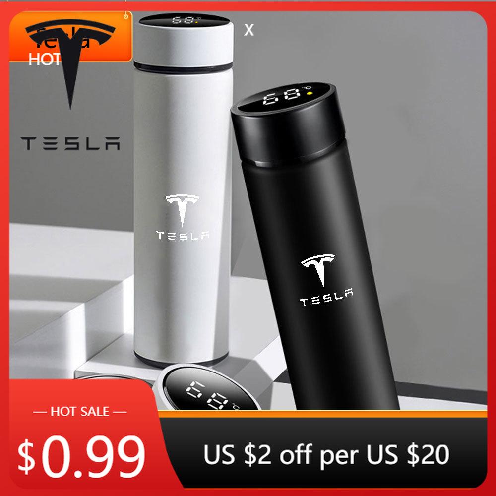 Autoaufkleber Tesla 500ml Edelstahl Intelligente Thermosflasche Temperaturanzeige Thermobecher Geschäftsgeschenk Für Tesla Model 3 S M