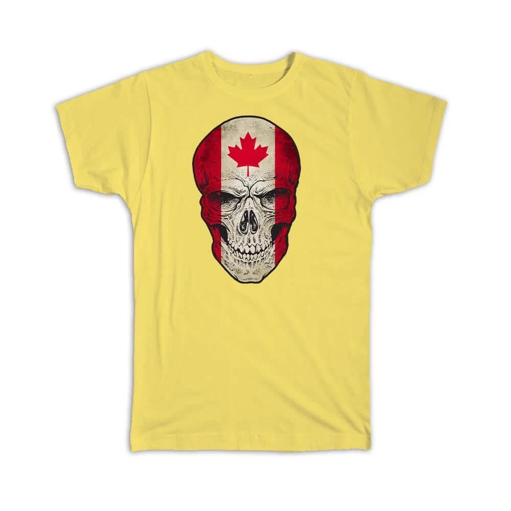 Gift T-Shirt : Canada Flag Skull Canadian National Colors L