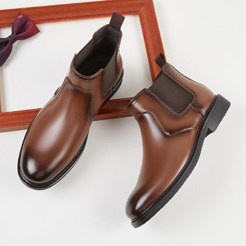 Men Casual Shoes Genuine Leather Chelsea Boots British Style High Top Martin Boots Trendy Autumn Winter