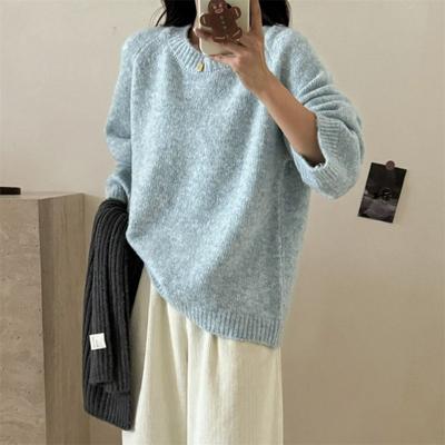 Lazy Wind Loose Soft Waxy Pullover Sweater Women Wear Autumn and Winter New High-end Round Neck Knitted Top Women