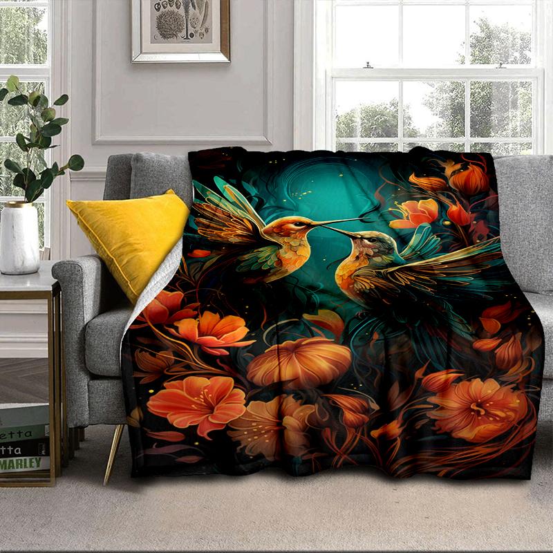 Hummingbird In Bloom Blanket Flannel Blanket Throw Blanket Sofa Cover Blanket Soft Premium Blanket Picnic Blanket Tv Blanket Gifts