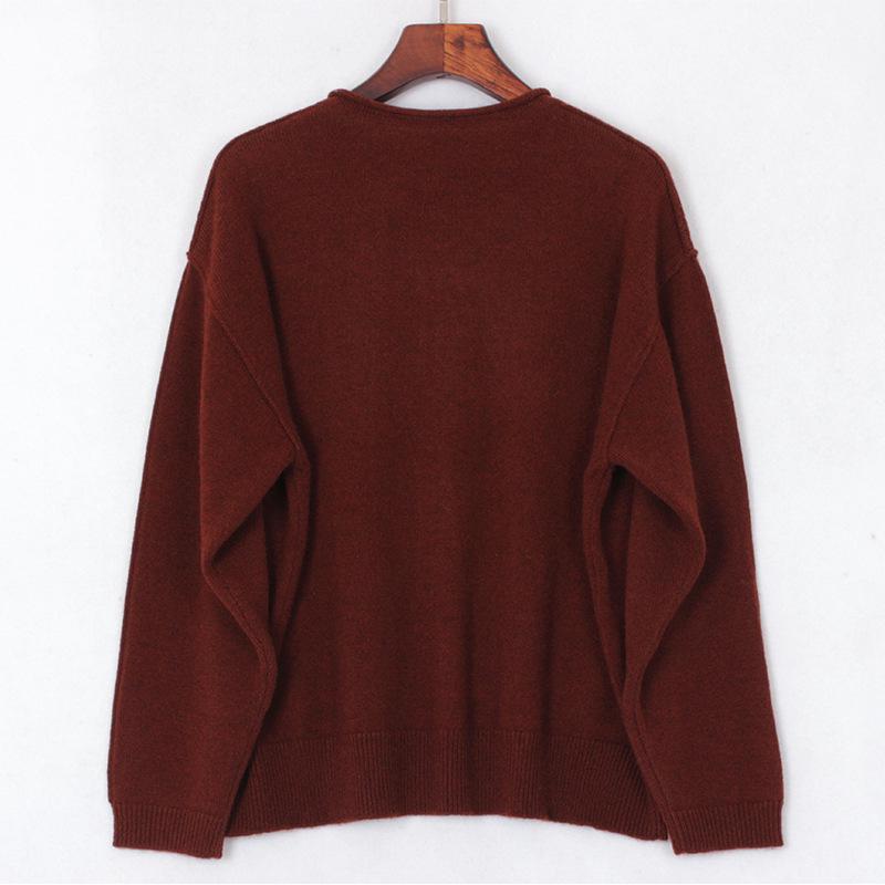 Damski Kardigan z Czystej Kaszmiru, Grubość 7 Gauge, Okrągły Dekolt, Luźny Krój, Obniżone Ramiona, 6 Guzików Żywicznych, Odpinana Klamra.