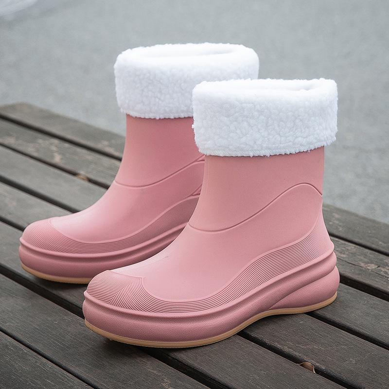 Women's Waterproof Non-Slip Korean Style Fashion Rain Boots - Slip-On Short Tube Design for All Seasons