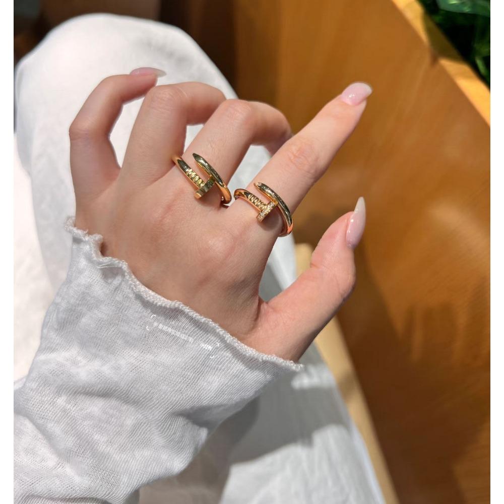 Nail Ring Plated with 8K Rose Gold, Couple Men's and Women's Ring Gypsy, High-end Full Diamond