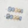 10pcs Handmade Cat Eye Optical Wave Zircon Swan Short Square Full Coverage Soft Press On Nails For Women