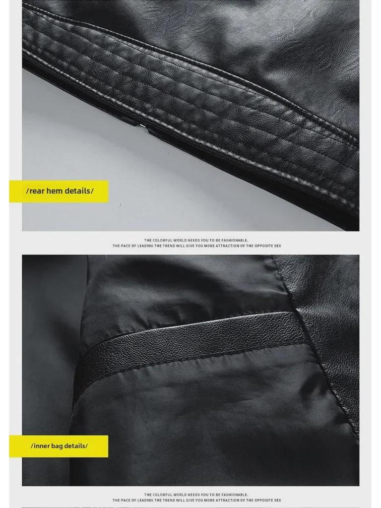 Pánská módní patchworková kožená bunda na motorku, velká velikost