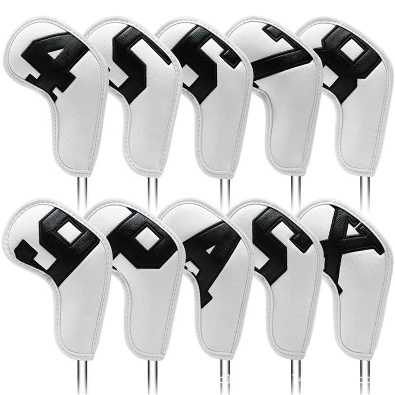 10Pcs Golfs Iron Head Cover Thick PU Leather Golfs Head Cover Replacement Headcover Protective Cover Easy to Use