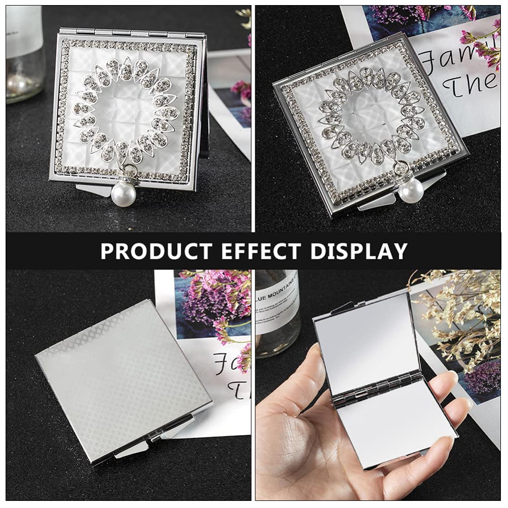 BESTOYARD Portable Makeup Compact Portable Makeup Mini Pocket Folding Travel Makeup White Mirror, Mirror, Mirror, Mirror, Mirror, Pouch, Gift,